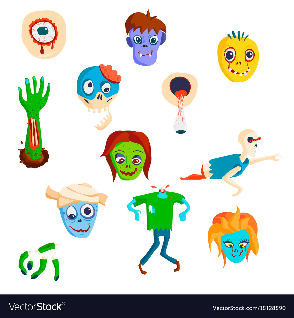 Colorful zombie scary cartoon character and magic Vector Image