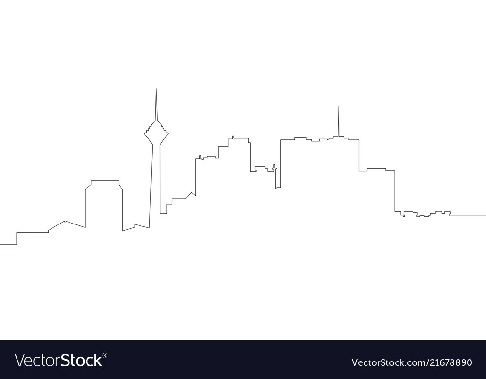 Continuous line skyline of tehran