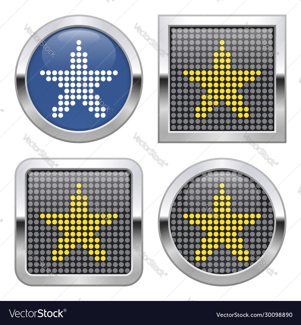 Dotted icon star on glossy button in four