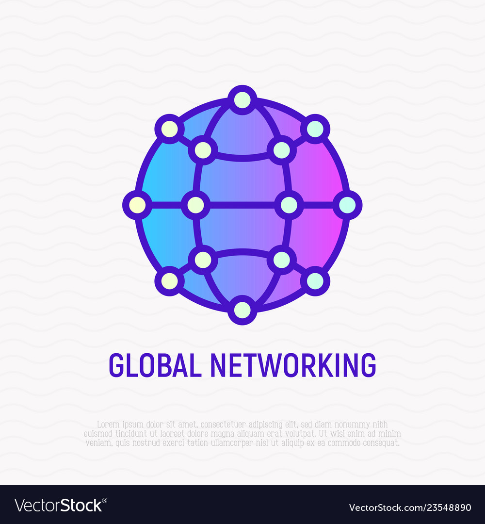 Global networking thin line icon