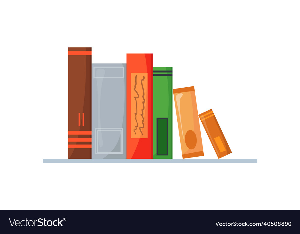 Pile textbooks on shelf cartoon books