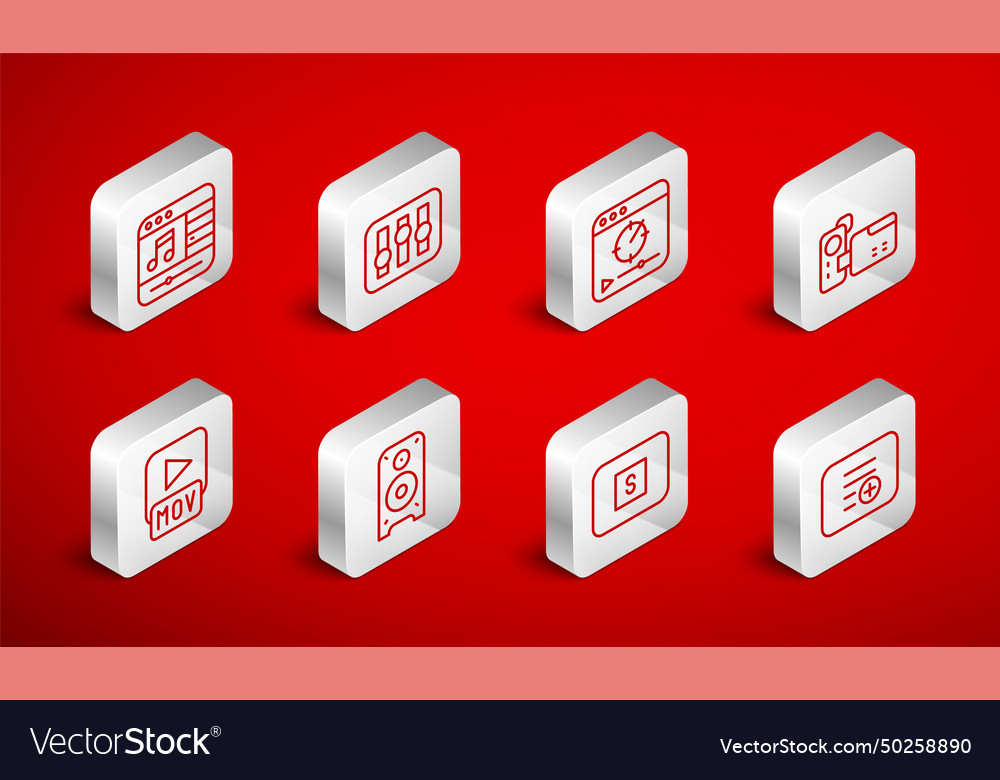Set line add to playlist sound mixer controller vector image Set line add to playlist sound mixer controller