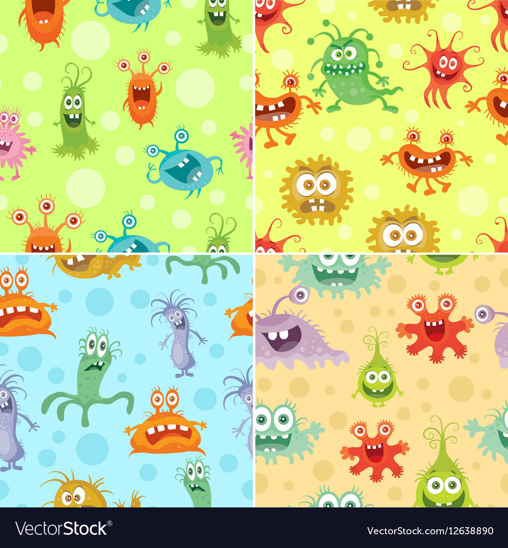 Set of seamless pattern with good and bad bacteria