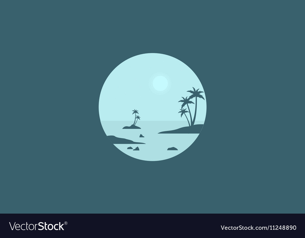 Silhouette of seaside and palm scenery