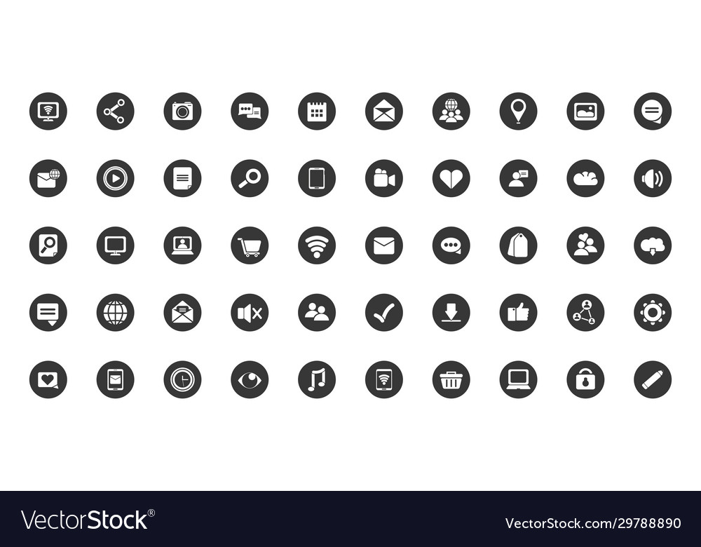 Social media block flat style icon set