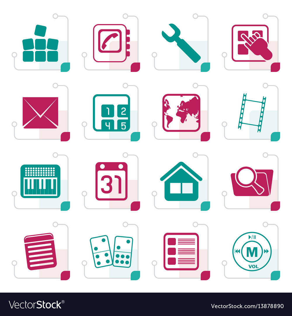 Stylized mobile phone and computer icon vector image Stylized mobile phone and computer icon