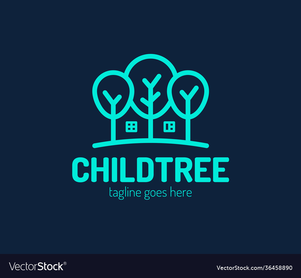 Trees with home in negative space logo design Vector Image Trees with home in negative space logo design