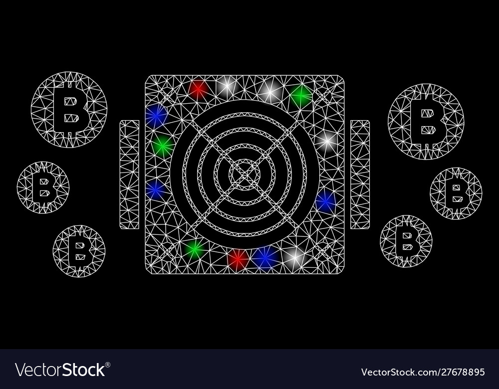 Bright mesh network bitcoin mining asic device vector image Bright mesh network bitcoin mining asic device