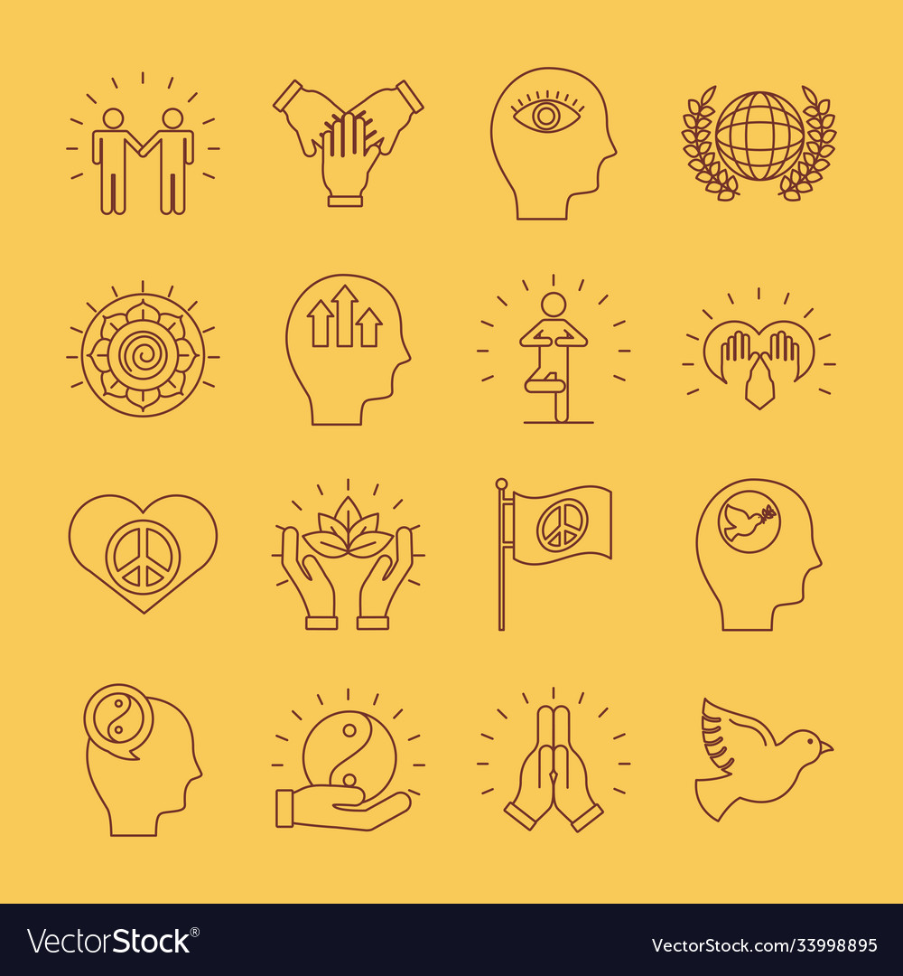 Bundle sixteen peace set line style icons