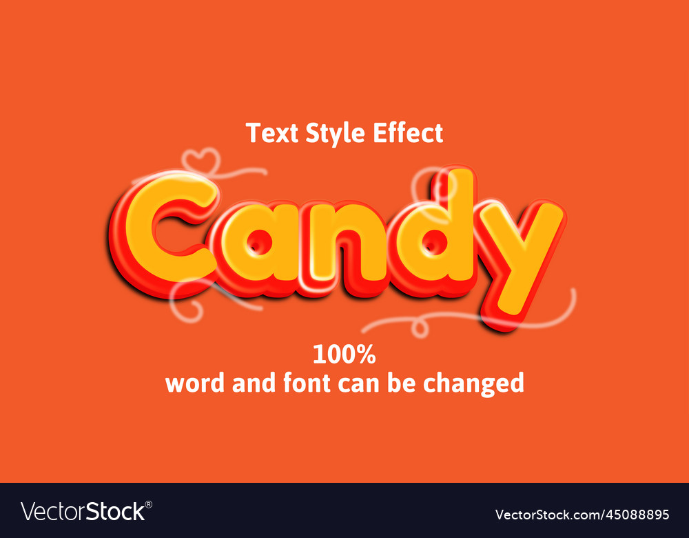 Candy text effect in orange and red color