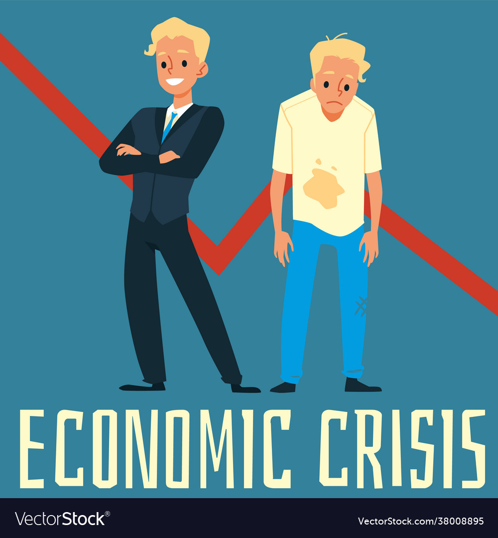 Economic crisis banner showing rich and poor