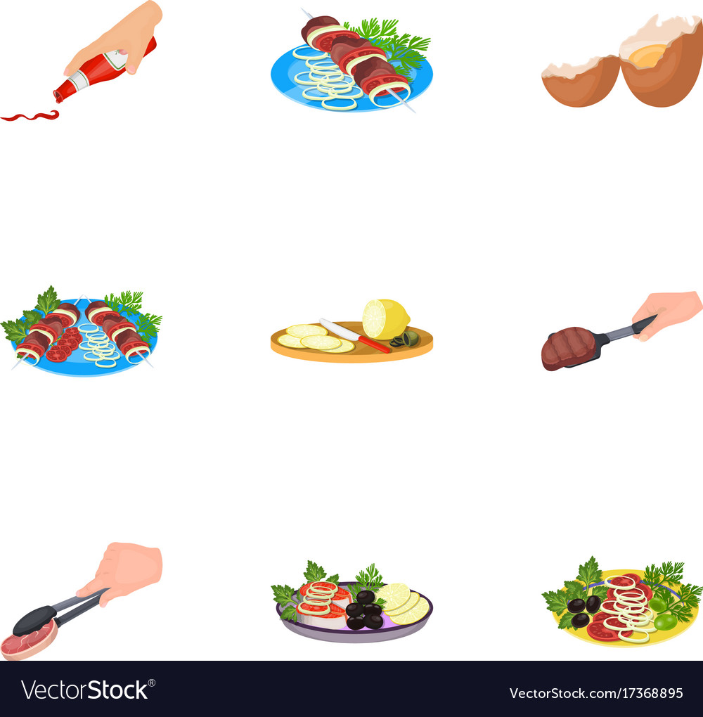 Fried chicken cooking chop slicing vegetables Vector Image