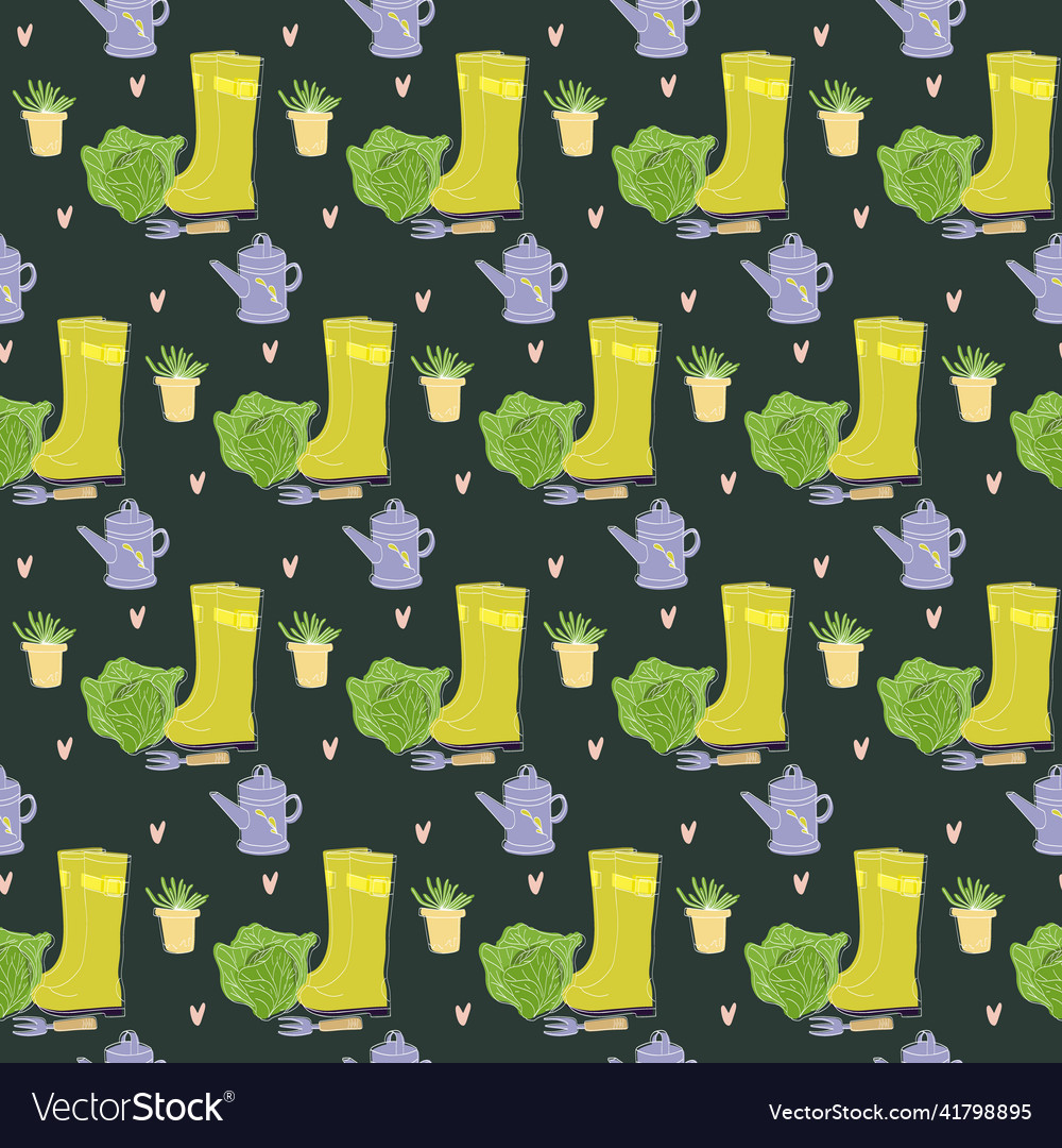Gardening pattern with countryside attributes Vector Image Gardening pattern with countryside attributes
