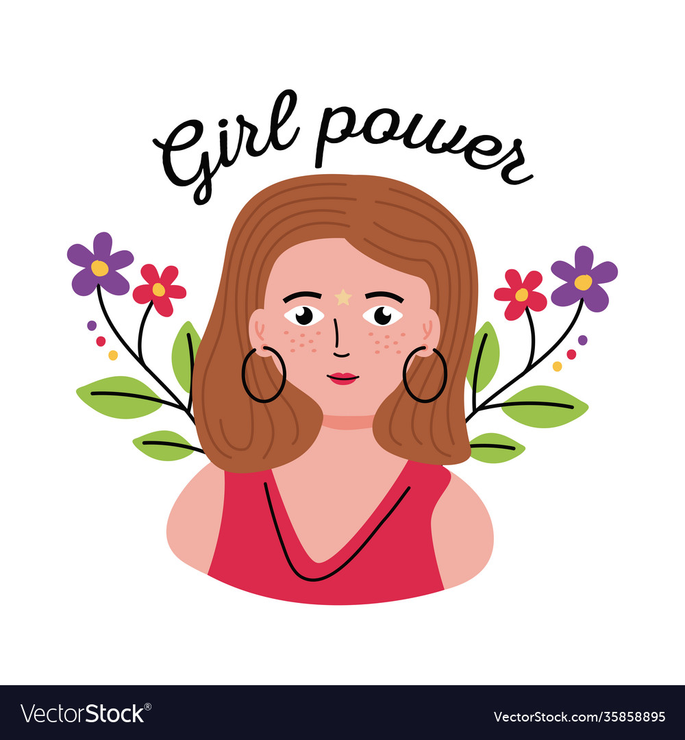 Girl power woman cartoon design