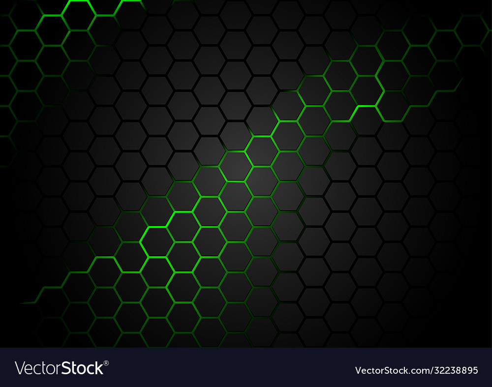 Hexagonal pattern on green magma background Vector Image