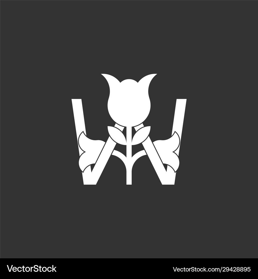 Letter w flower overlap design logo Royalty Free Vector