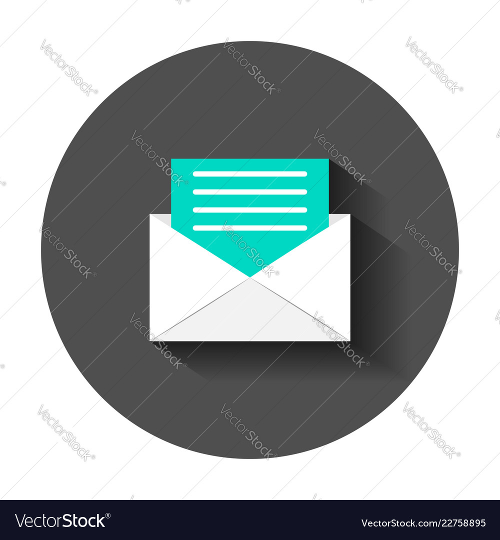 Mail envelope icon in flat style email message vector image Mail envelope icon in flat style email message