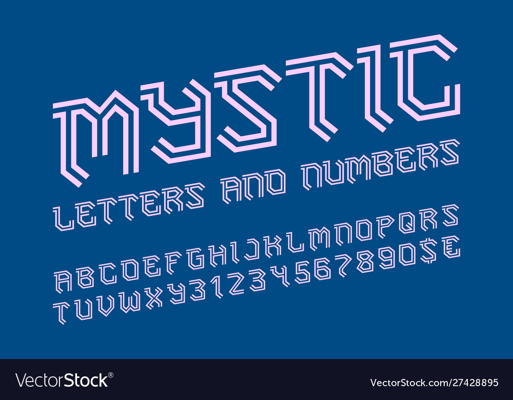 Mystic alphabet with numbers and currency symbols Vector Image