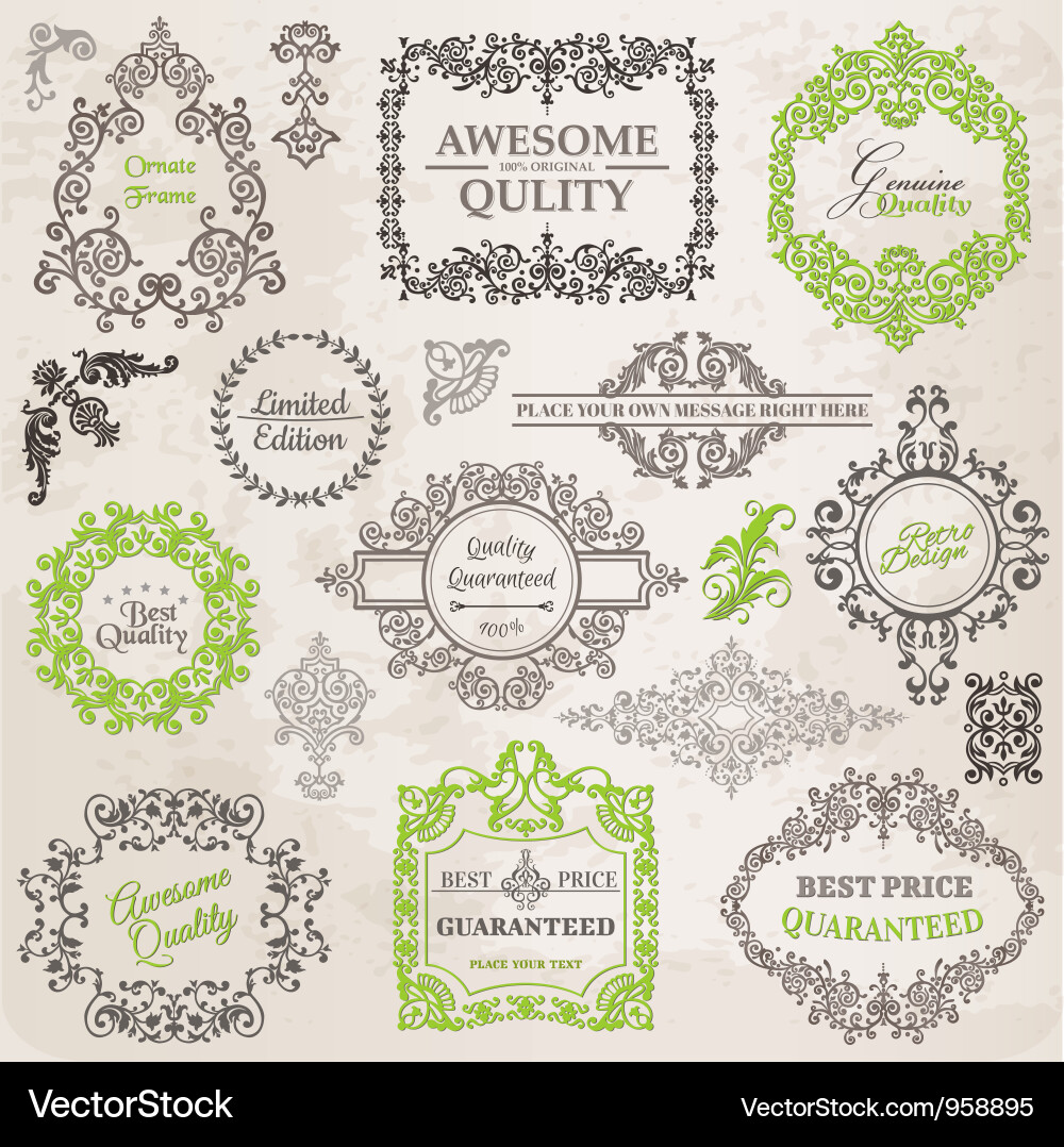 Set Calligraphic Design Elements Royalty Free Vector Image