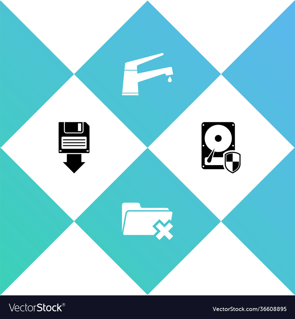 Set floppy disk backup delete folder water tap Vector Image Set floppy disk backup delete folder water tap