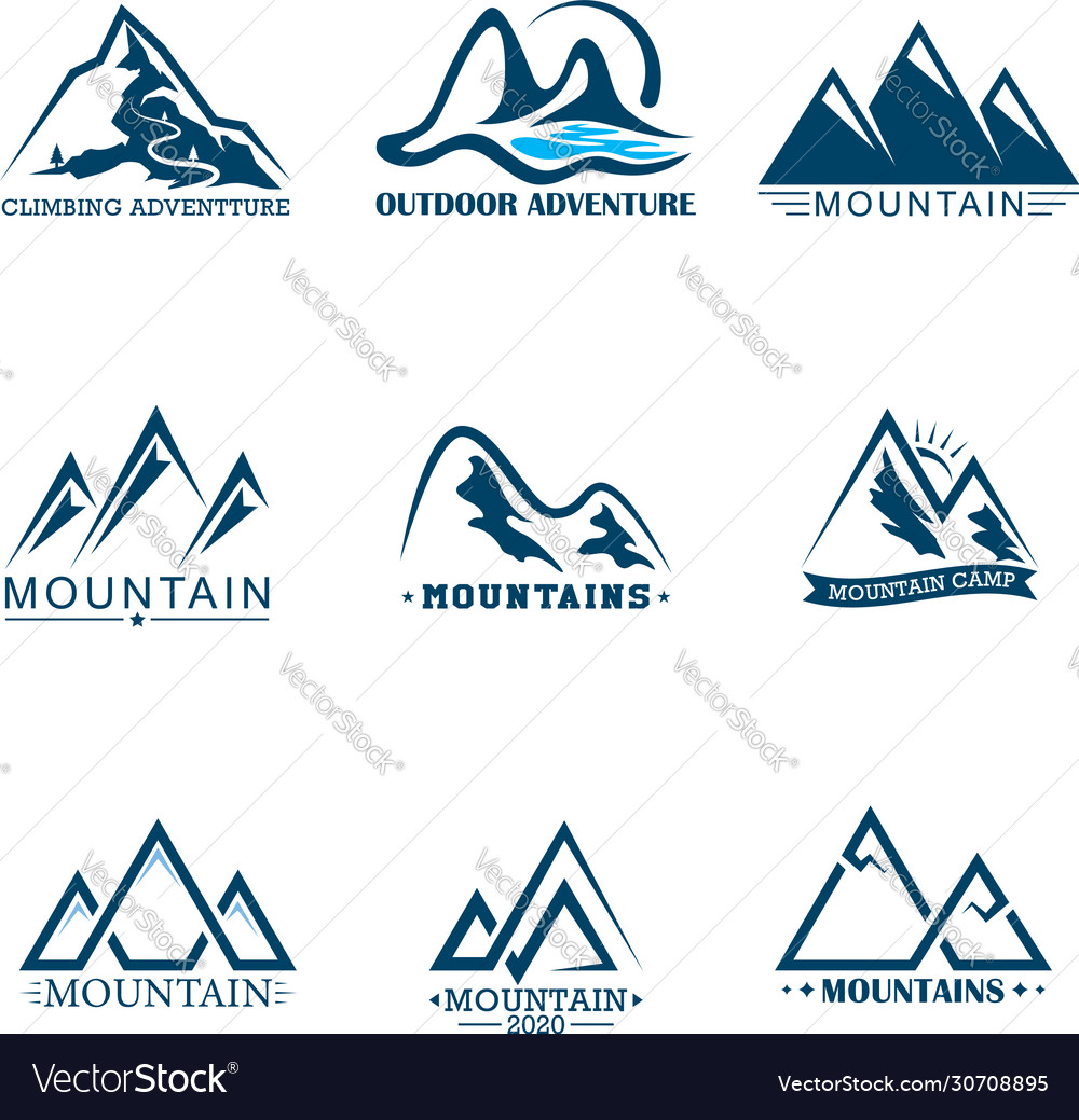 Set Mountains Logo Logo Outdoor Adventure Vector Image