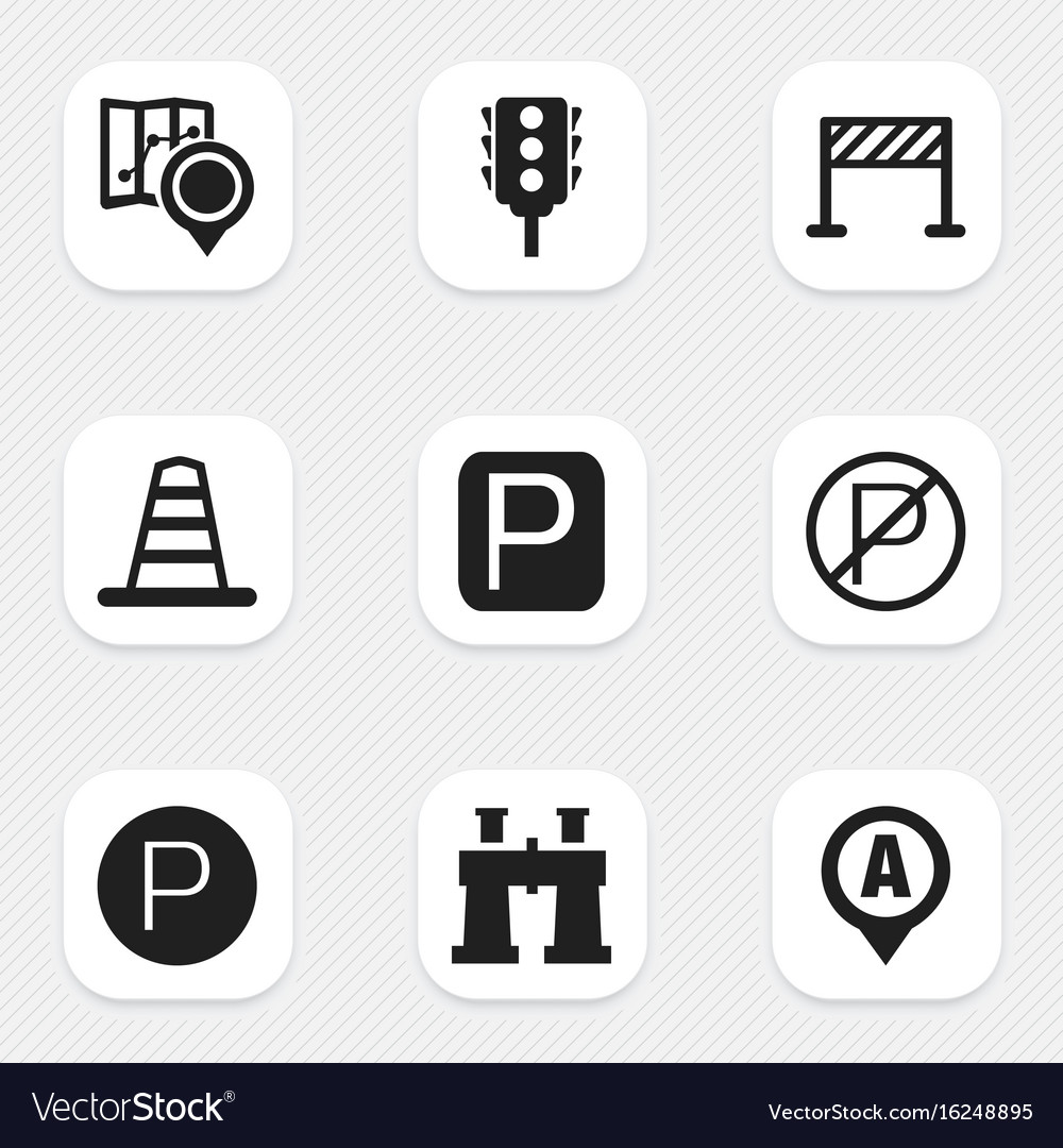 Set of 9 editable map icons includes symbols