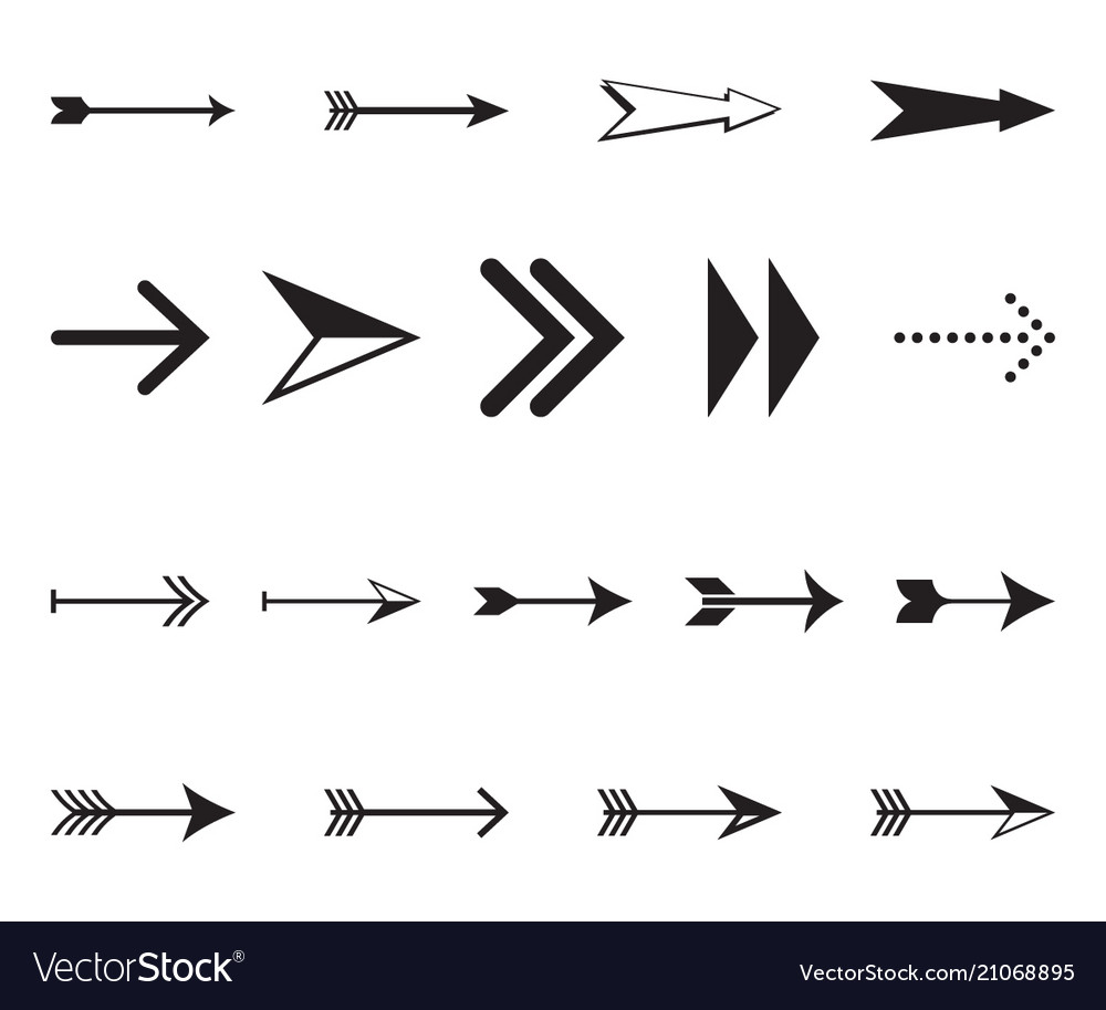 Set of simple black arrows Royalty Free Vector Image