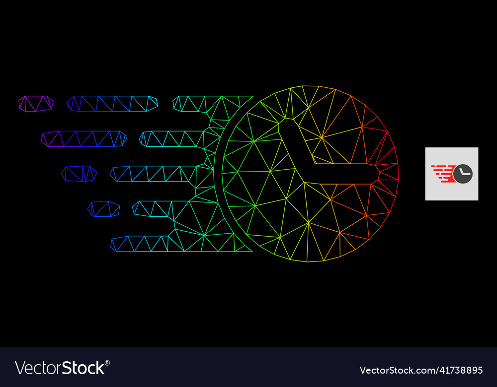 Spectrum gradient polygonal net clock icon