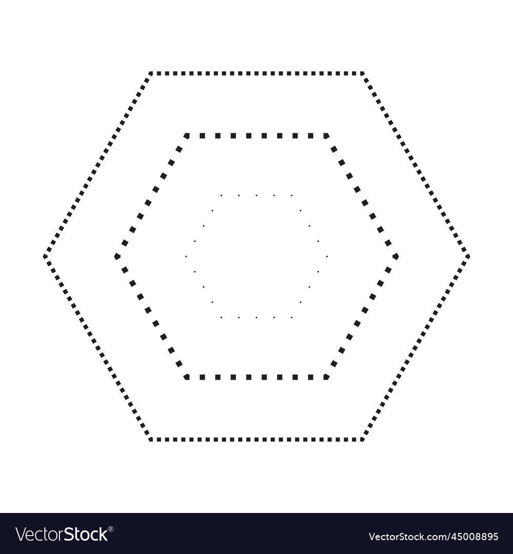 Tracing hexagon shape symbol dashed and dotted vector image Tracing hexagon shape symbol dashed and dotted