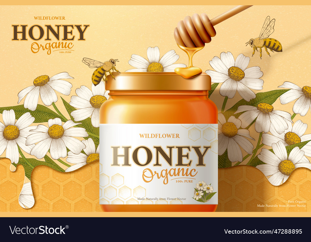 Wild Flower Honey Ad Template Royalty Free Vector Image 8637