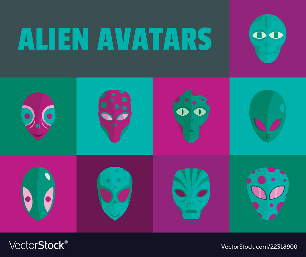 Alien avatars flacher Stil