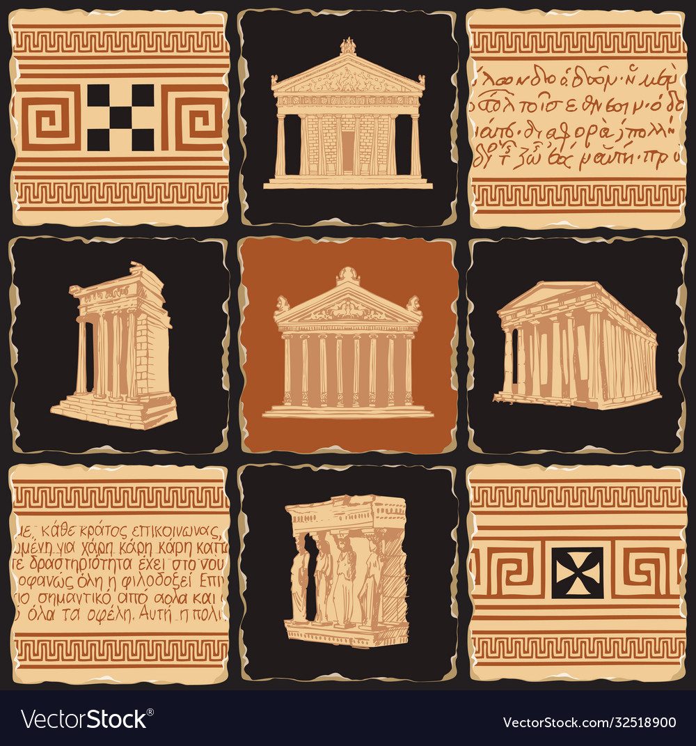 Banner on theme ancient greece with tiles Vector Image