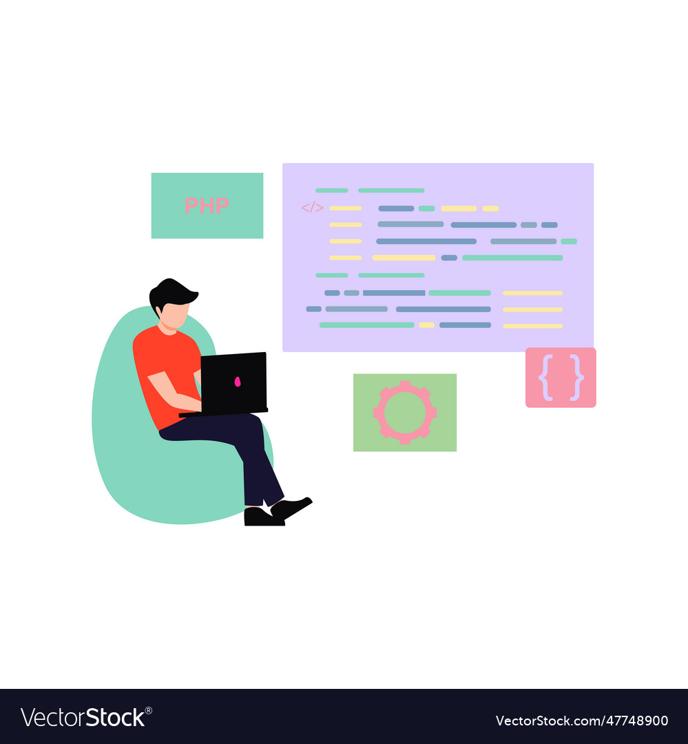 Boy is doing software programming