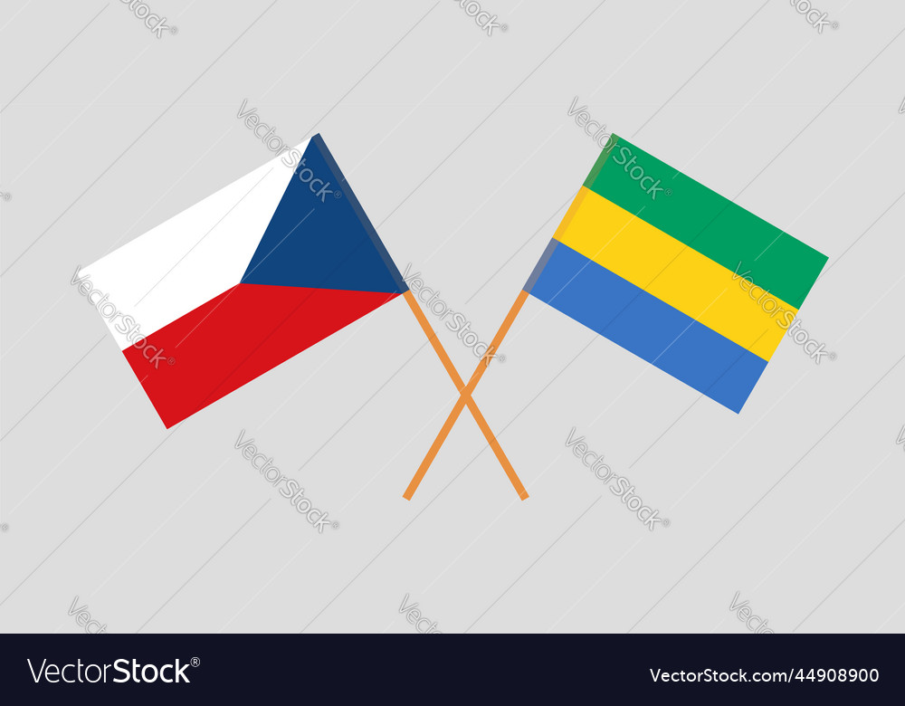 Crossed flags of gabon and czech republic