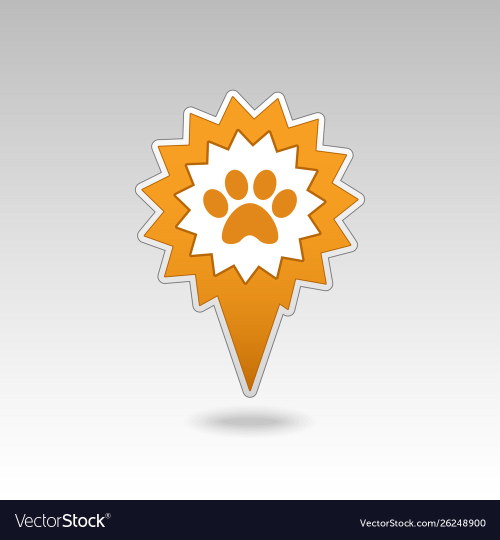 Dog paw pin map icon pointer markers vector image Dog paw pin map icon pointer markers
