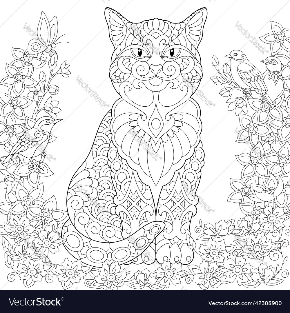 Entangle spring cat vector image Entangle spring cat