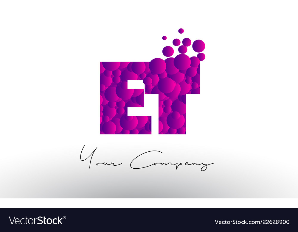 Et e t dots letter logo with purple bubbles