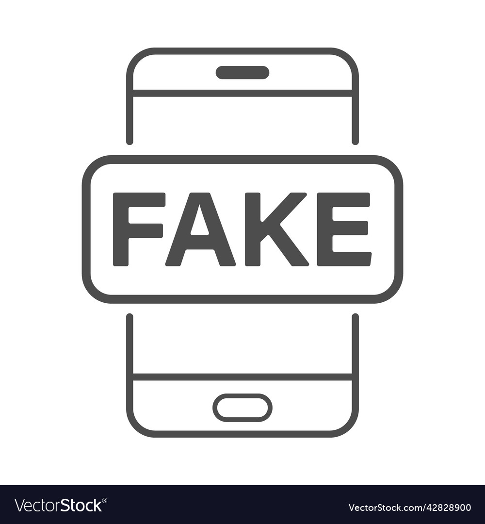 Fake news icon on your smartphone an empty linear Vector Image