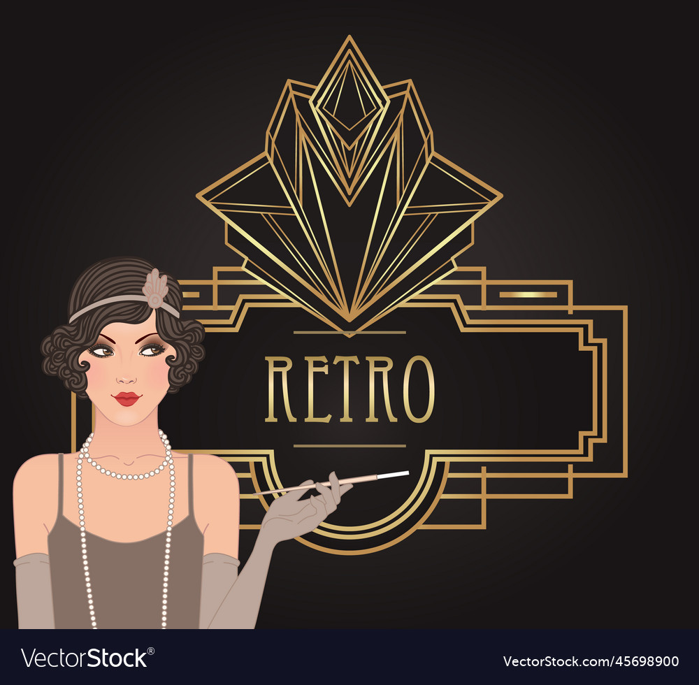 Flapper girl art deco 1920s style vintage Vector Image