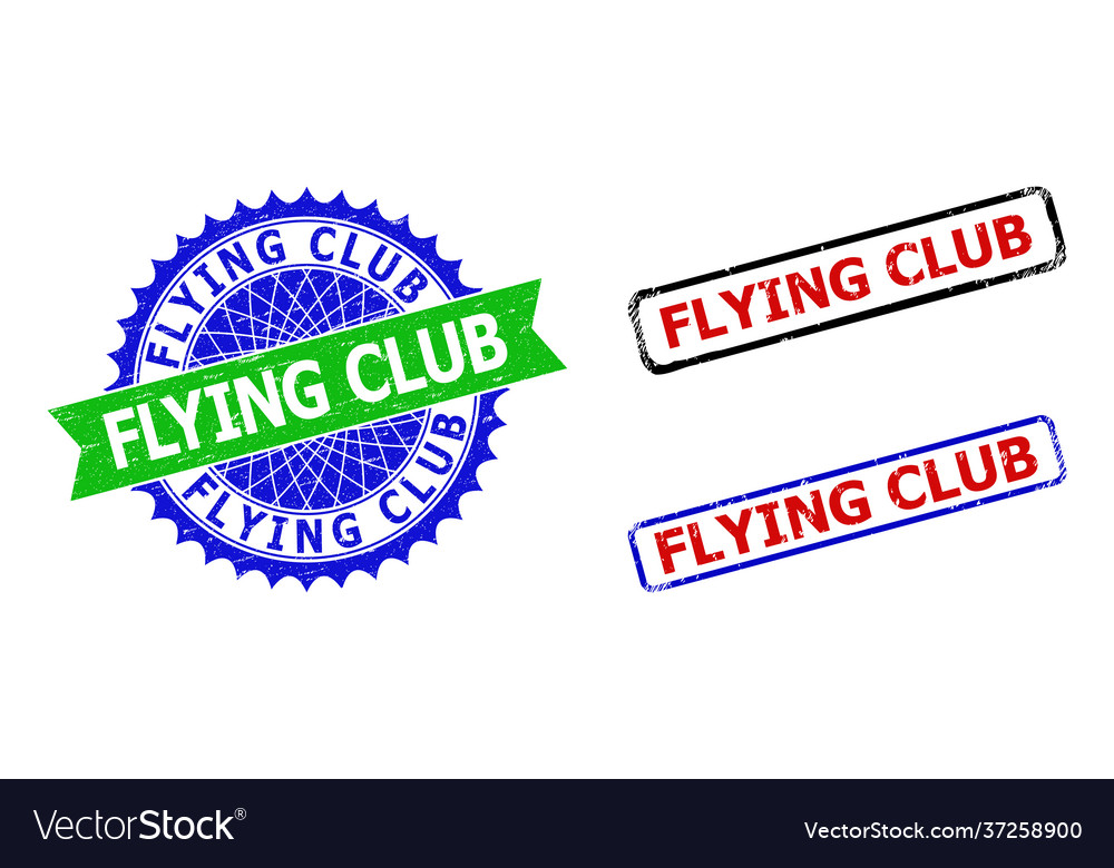 Flying club rosette and rectangle bicolor stamps