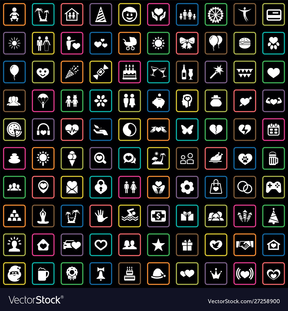 Happiness 100 icons universal set for web and ui