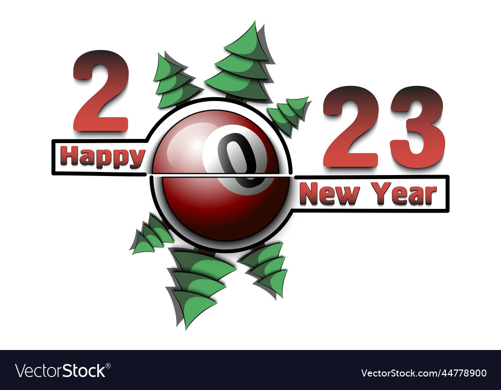 Happy new year 2023 and billiard ball