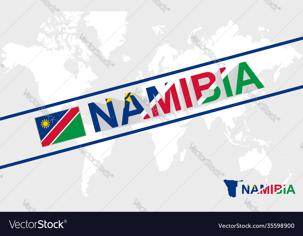 Namibia map flag and text