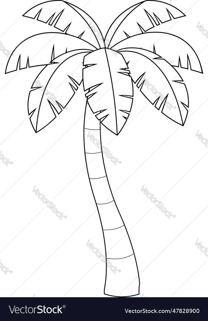 Outline Cartoon tropischer Palmenbaum