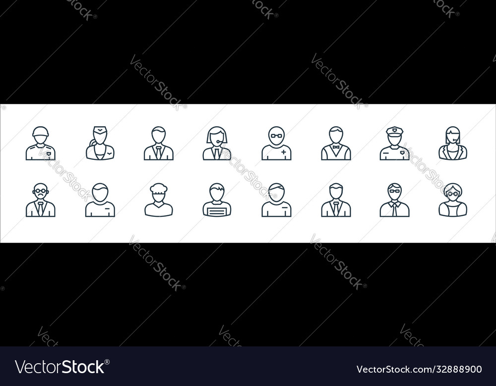 Professions line icons linear set quality
