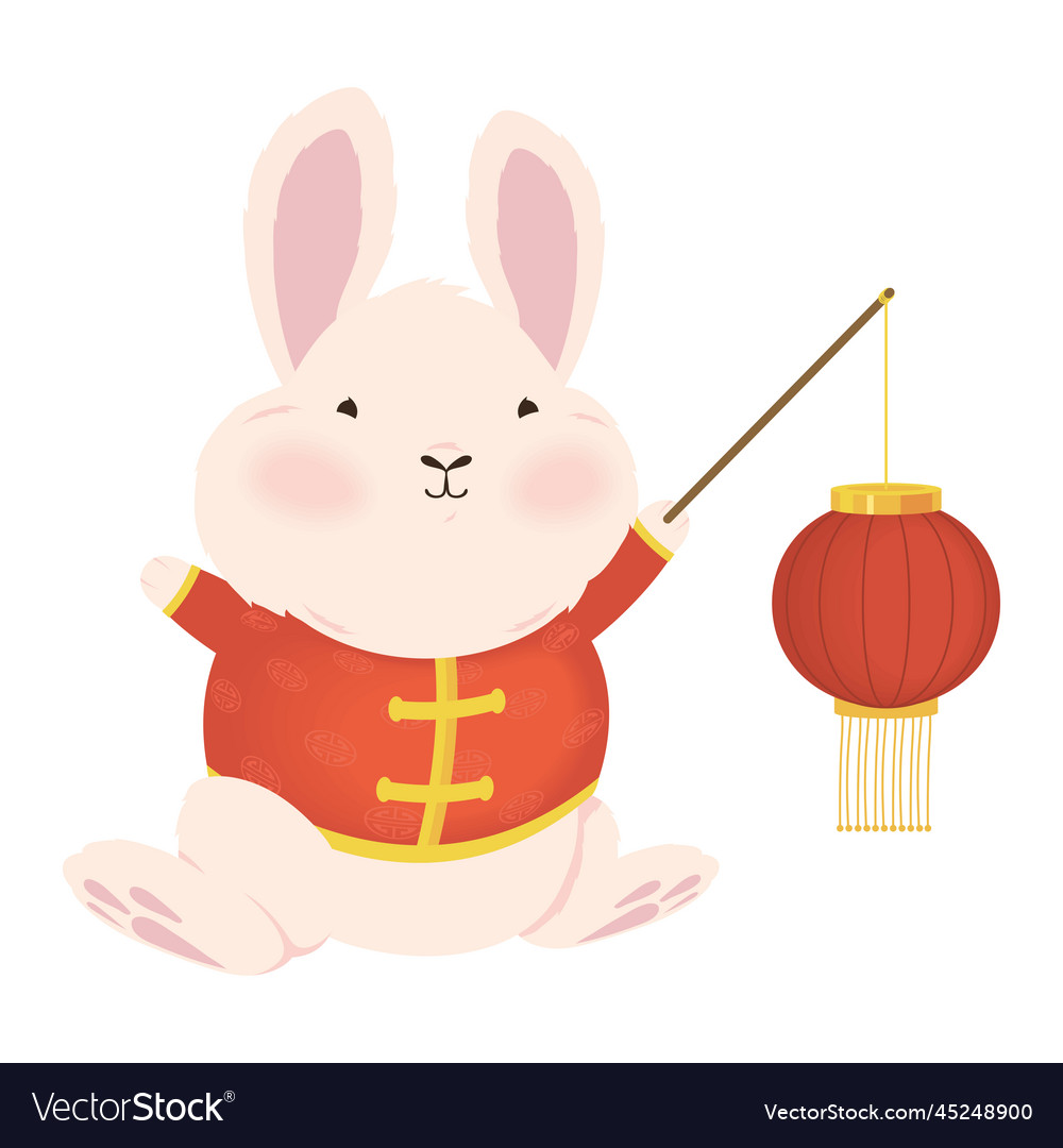 Rabbit chinese with lamp Royalty Free Vector Image