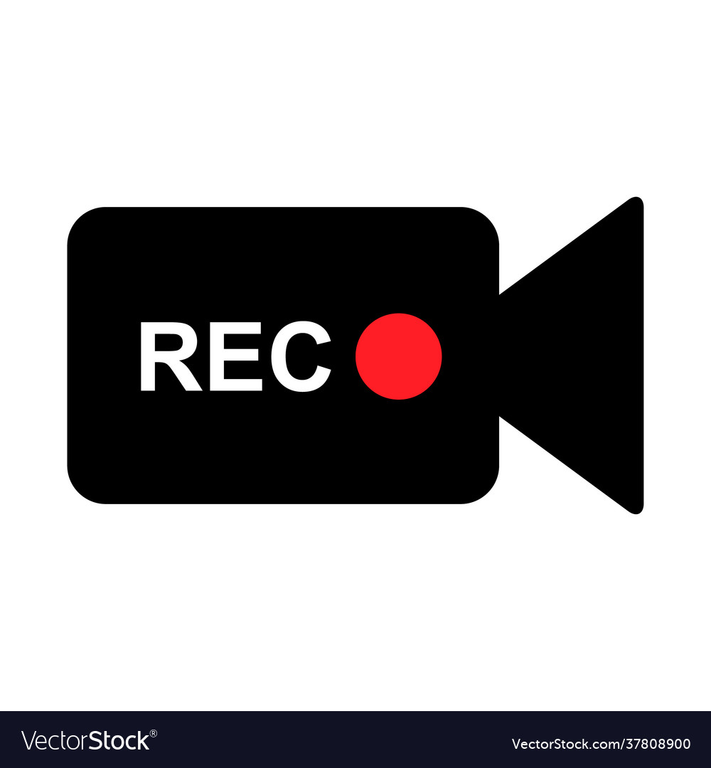 Recording sign button red app panel rec symbol vector image Recording sign button red app panel rec symbol