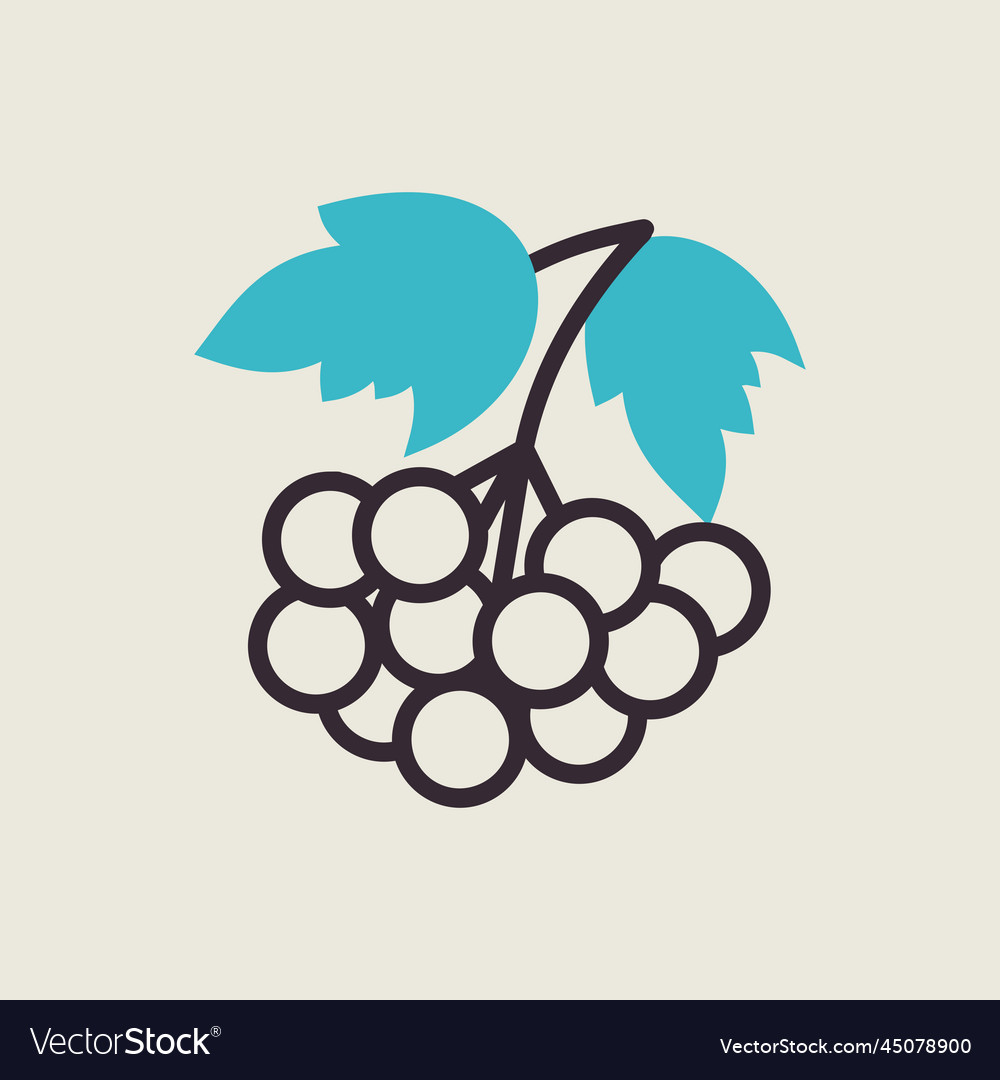 Rowan branch with berries and leaf icon graph