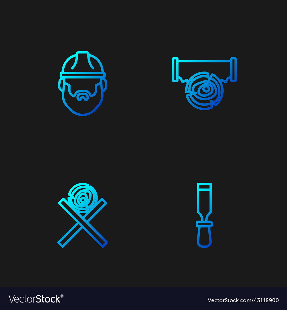 Set line chisel tool wooden logs on a stand Vector Image Set line chisel tool wooden logs on a stand