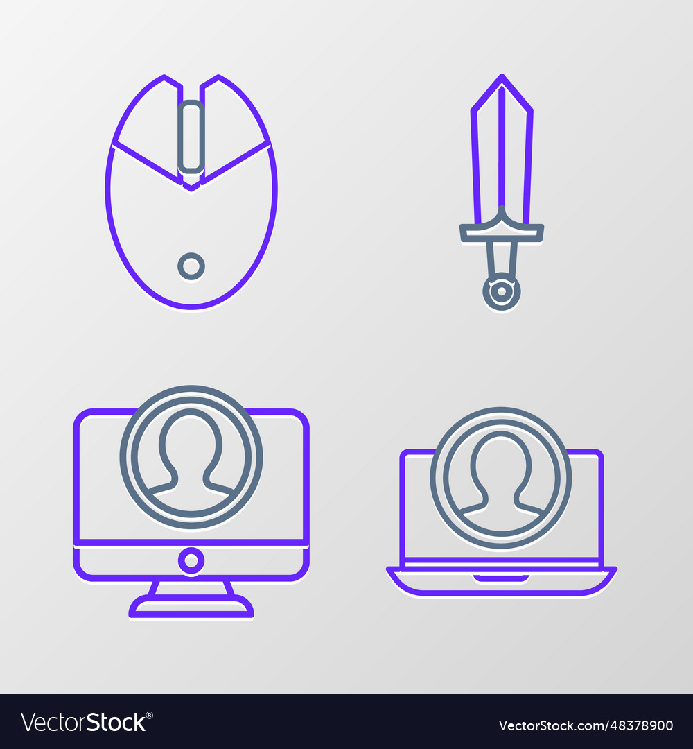 Set line create account screen sword for game vector image Set line create account screen sword for game